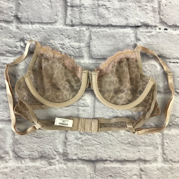 Vintage Express Sheer Bra Nude Leopard Print EUC Sz 34B - Picture 4 of 4